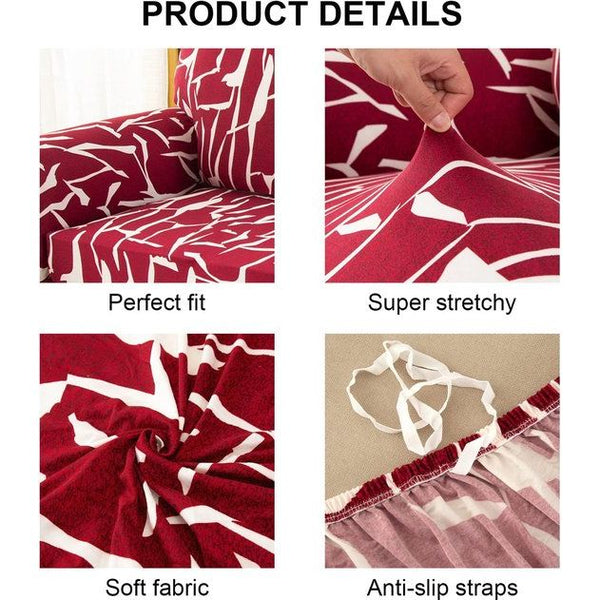 Sofa Cover 2-zits Elastische Stretch Spandex Sofa gooit Sofa Covers antislip wasbare Sofa bescherming Sofa Cover Voor Sofa met armleuning, Abstracte Bourgogne