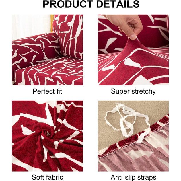 Sofa Cover 2-zits Elastische Stretch Spandex Sofa gooit Sofa Covers antislip wasbare Sofa bescherming Sofa Cover Voor Sofa met armleuning, Abstracte Bourgogne