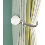 Gordijnhouder, kristallen gordijnhouder, gordijn, holdbacks metaal, vouwbeugel voor gordijn, 2 stuks (mat zilver)