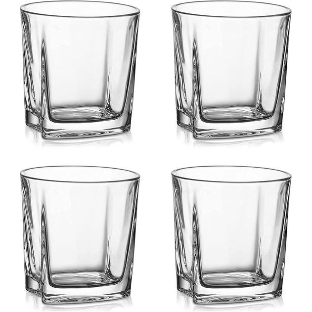 Whiskyglazen, set van 4, loodvrije kristalglazen als waterglazen en longdrinkglazen, Gin glazen, set van 295 ml, hoogwaardig en uniek