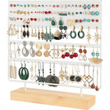 QILICZ Sieradenstandaard, oorbelhouder, oorbelstandaard, 144 gaten, oorstekers, standaard, oorbel, organizer, sieradenhouder, oorsieraad-display, sieradenopslag, 30 x 30 cm, wit