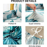 Bankhoes 4-zits elastische stretch spandex sofa plaids sofa hoes antislip wasbare bankbeschermer bankhoes voor bank met armleuningen, witte bladeren