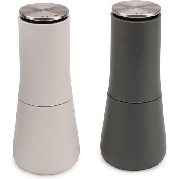 Milltop Kruimelvrije zout- en pepermolenset, 16,9 cm, grijs en wit