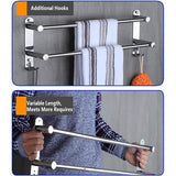 Towel Rail Chrome Stainless Steel with Hook Retractable 49-90 cm Towel Rail Bathroom Wall Mounted Towel Holder for Bathroom Kitchen Toilet Hotel Towel Holder