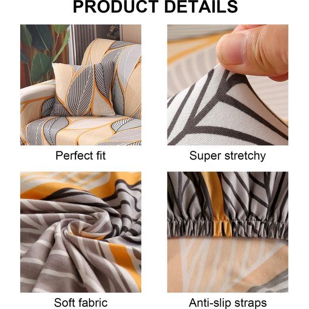 Bankhoes 1-zits - Stoel Sofa Cover - Elastic Stretch Spandex Hoes - Antislip Wasbare Protector en Cover met armleuningen - Grijsblauw