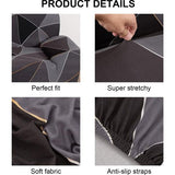 Bankhoes voor 3-zits, elastische stretch spandex, antislip, wasbaar, met armleuning, bruine geometrie