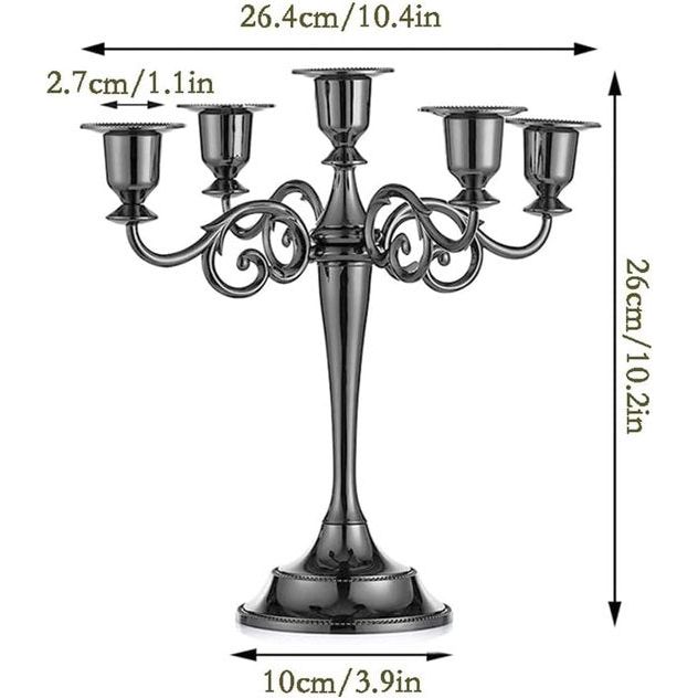 Candle Holder Set of 5 Arms 27 cm Height Taper Candle Decorative Diameter 2.2 cm Black