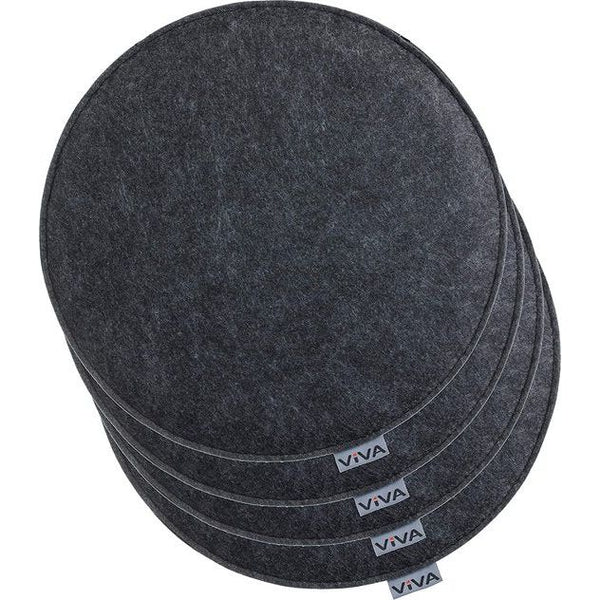 Zitkussen, vilt, rond, stoelkussen, zitkussen, gewatteerd, Ø 35 cm, voordeelverpakking van 4 stuks, antraciet