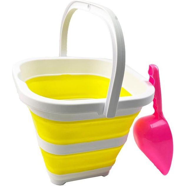 Opvouwbare rechthoekige praktische mand/emmer (babyblauw + citroen (set van 2)