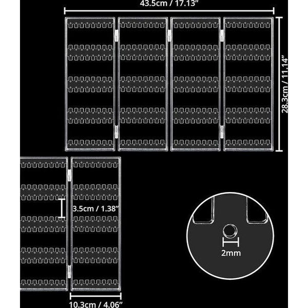 Opvouwbare acryl sieraden organizer - 5 lagen en 4 panelen voor het opbergen van oorbellen, armbanden en kettingen - biedt plaats aan 128 paar oorbellen - helder transparante sieraden organizer