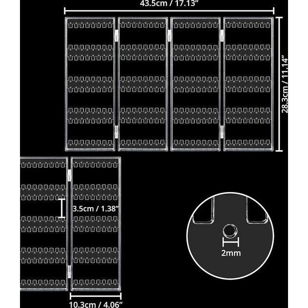 Opvouwbare acryl sieraden organizer - 5 lagen en 4 panelen voor het opbergen van oorbellen, armbanden en kettingen - biedt plaats aan 128 paar oorbellen - helder transparante sieraden organizer