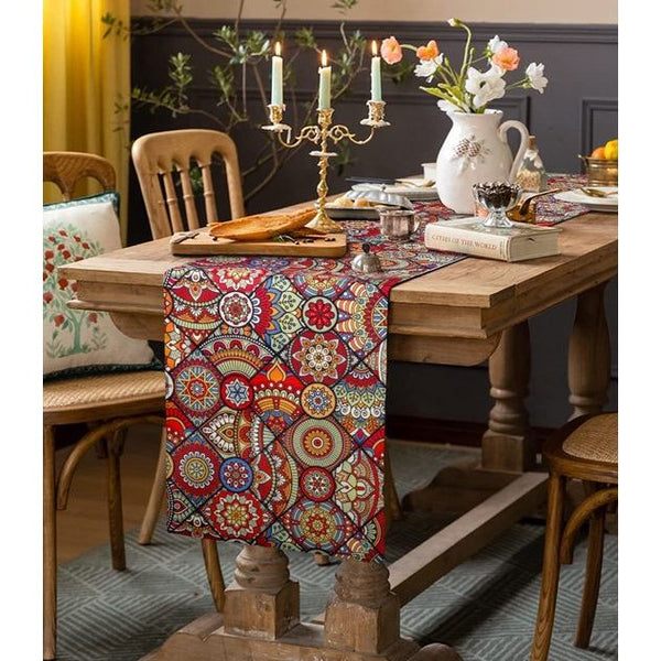 Boho Style Assorted Vintage Luxe Oranje Rood Home Eettafel Boho nerf Jacquard Tafelkleed Feestelijke Party Bruiloftsreceptie Restaurant Decoratie Linnen Tafelloper Kerstmis 33 x 183 cm