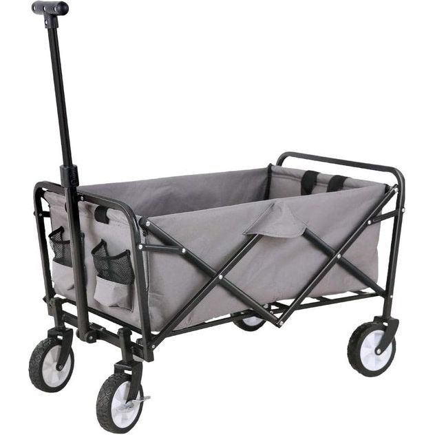 Opvouwbare bolderkar, vouwwagen, outdoor, handwagen, transportwagen met parkeerrem, 75 x 47 x 87 cm