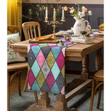 Geruite tafelloper boho-stijl - boho tafelloper bont ornament commode tafelloper voor restaurants, bruiloften, tafelkleden, tuintafel van linnen katoen - 33 x 183 cm