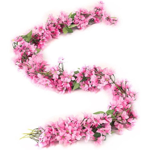 Kunstmatige bloemenslinger, 2 stuks kunstmatige Sakura kersenbloesem slinger nep bloemen guirlande kersenbloesem decor hangende kersenkrans wijnstok voor bruiloft huis tuin feest (roze)