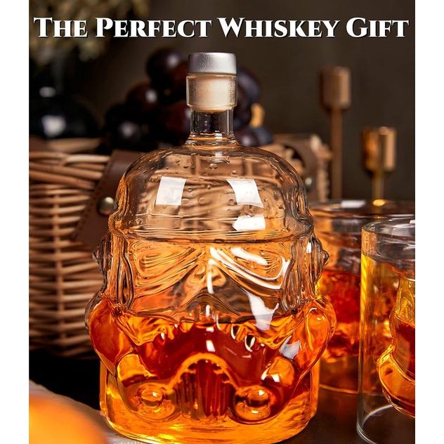 Whiskey Carafe Whisky Bottle with 2 Whisky Glasses, Whiskey Decanter 750 ml Gifts for Men, Whiskey Set for Bourbon, Single Malt, Jameson, Irish, Wine, Scotch, Brandy (Bottle Set)