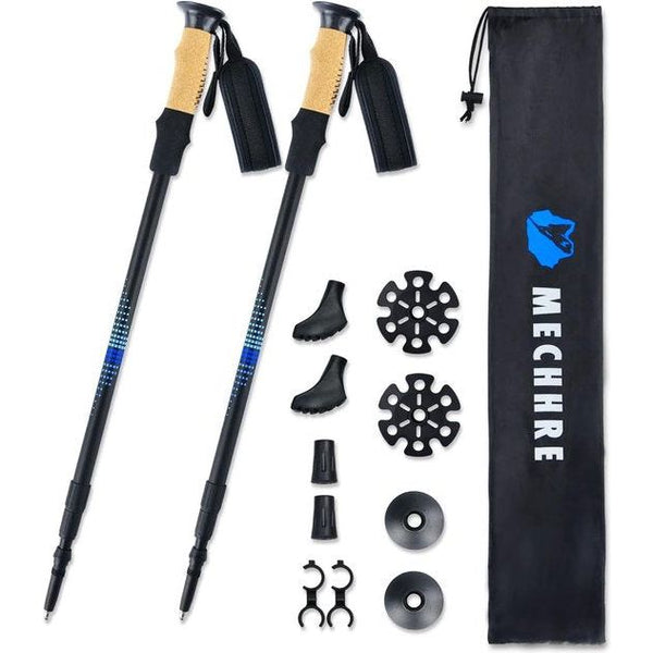 Wanderstöcke, Teleskop Trekkingstöcke, Nordic Walking Stöcke Damen & Herren, Extra Leicht 3K Carbon Wanderstock, Mit Tasche Korkgriff en Zubehör Trekkingstöcke voor Trekking en Wandern