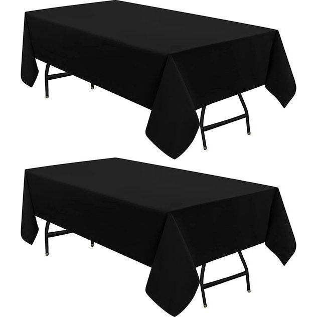 Polyester tafelkleed - 60 x 84 inch (152 x 214 cm) tafelkleed - wasbaar in de machine - ideaal voor feesten, evenementen, bruiloften en restaurants (set van 2, zwart)