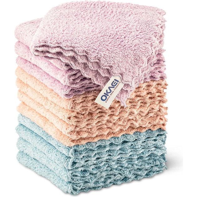 Microvezeldoeken 12 stuks, l non-stick microvezeldoeken l pluisvrije poetsdoeken l microvezeldoek voor afwassen l randloos door ultrasoon snijden l 30x30 cm, gewicht: 300g/m²