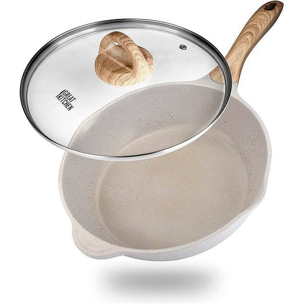 Braadpan 28 cm met deksel, anti-aanbaklaag, verhaal voor inductie, cran-resistent, hoge rand, braadpan met antiaanbaklaag