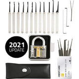 20-Piece Lock Pick Set with Transparent Padlock & False Key Kit with Credit Card Format For Beginners & Professionals