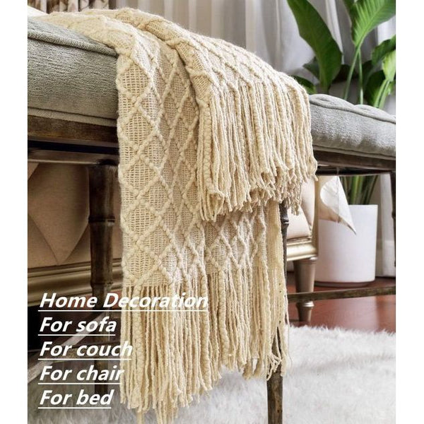 Woondecoratie Rustiek Bank Fauteuil Bedsprei Zacht Warm Gezellig Lichtgewicht Lente Zomer Reizen (50" x 60", Beige/Ivoor)