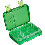 Bento Box lunchbox voor kinderen, met 4 + 2 vakken, extreem robuust, broodbox, ideaal voor kleuterschool en school (groen, graafmachine)