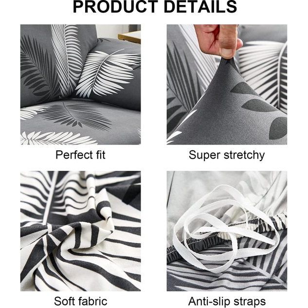 Bankhoes 3-zits - Bank Sofa Cover - Elastic Stretch Spandex Hoes - Antislip Wasbare Protector en Cover met armleuningen - Veren