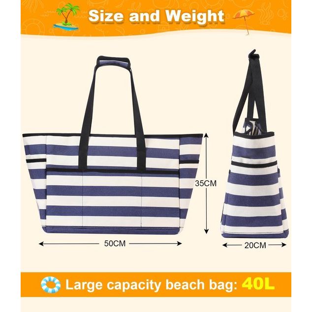 Strandtas XXL familie grote badtas strandtas met ritssluiting strandtas opvouwbare schoudertas badtas familie shopper handtas voor strand vakantie reizen
