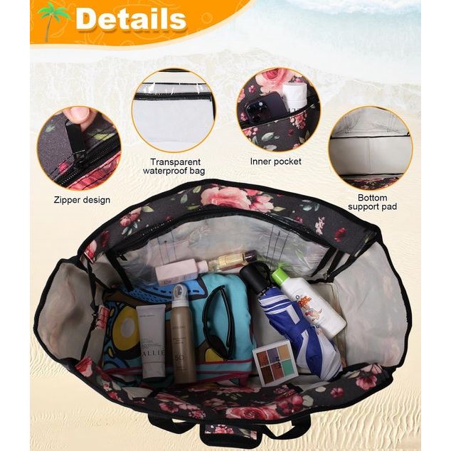 Strandtas XXL familie grote badtas strandtas met ritssluiting strandtas opvouwbare schoudertas badtas familie shopper handtas voor strand vakantie reizen