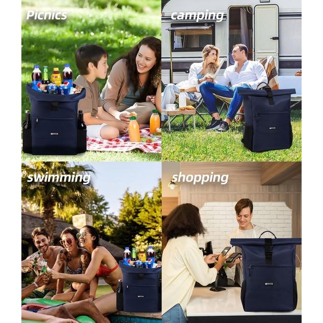 35 liter thermische rugzak, koelrugzak, koeltas, waterdichte picknickrugzak met flesopener, voor picknick, camping, strand, wandelen, reizen, winkelen