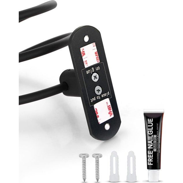 Föhnhouder, föhnhouder, föhnhouder, wandmontage, niet boren, zelfklevend, aluminium, met kabelhouder, zwart