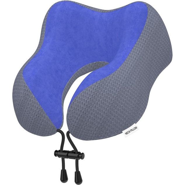 Aeroplane Neck Pillow, Travel Pillow Car Made of Memory Foam with Velvety Soft Cover, Adult Neck Pillow for Travel, Camping, Office and Home (Dark Blue)