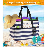 Strandtas XXL familie grote badtas strandtas met ritssluiting strandtas opvouwbare schoudertas badtas familie shopper handtas voor strand vakantie reizen