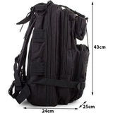 Militaire rugzak voor heren, 30 liter, waterdichte outdoor uitrusting, survival, militaire rugzak, ook wel wandelrugzak Zwart