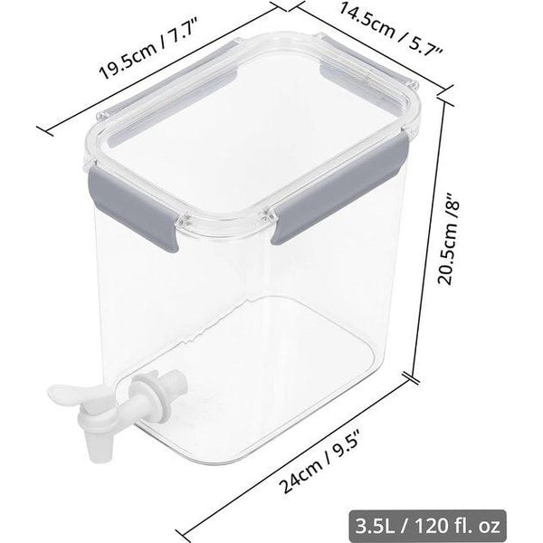 3,5 l drankdispenser met tapkraan, waterdispenser met deksel en tapkraan voor de koelkast, voedselveilige drinkdispenser van kunststof, voor limonade, koud sap en ijsthee