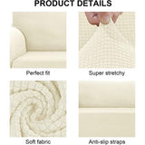 Bankhoes 1-zits - Stoel Sofa Cover - Elastic Stretch Spandex Hoes - Antislip Wasbare Protector en Cover met armleuningen - Beige