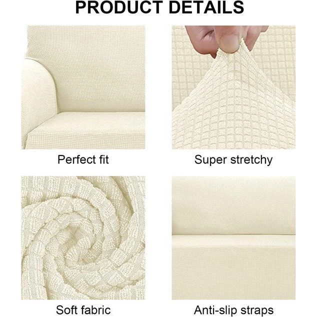 Bankhoes 1-zits - Stoel Sofa Cover - Elastic Stretch Spandex Hoes - Antislip Wasbare Protector en Cover met armleuningen - Beige