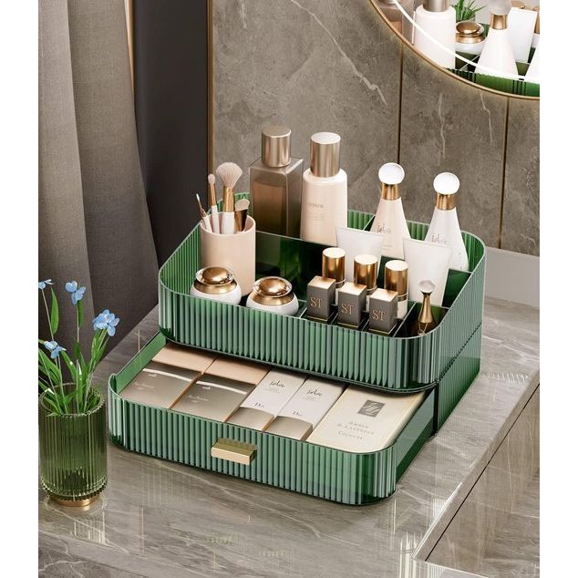 Cosmetische organizer met stapelbare lades, 30 x 20 x 14,5 cm, grote make-up organizer met 12 vakken, huidverzorging make-up organizer opslag voor penselen, kast, lade, koffer,