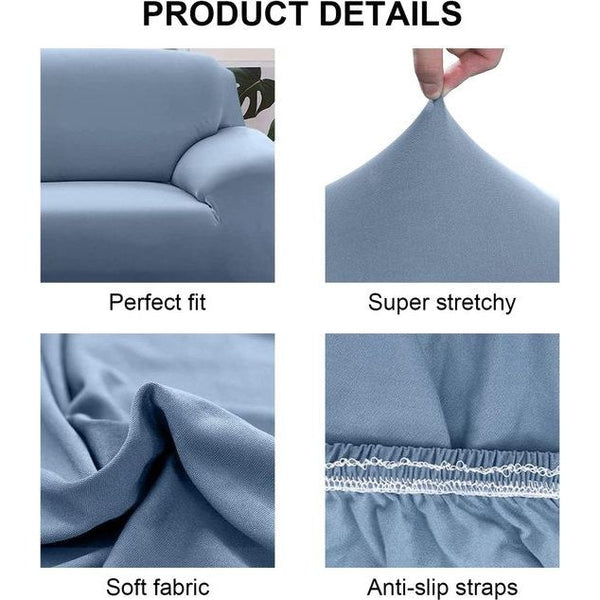 Bankhoes 1-zits - Stoel Sofa Cover - Elastic Stretch Spandex Hoes - Antislip Wasbare Protector en Cover met armleuningen - Grijze Stijl