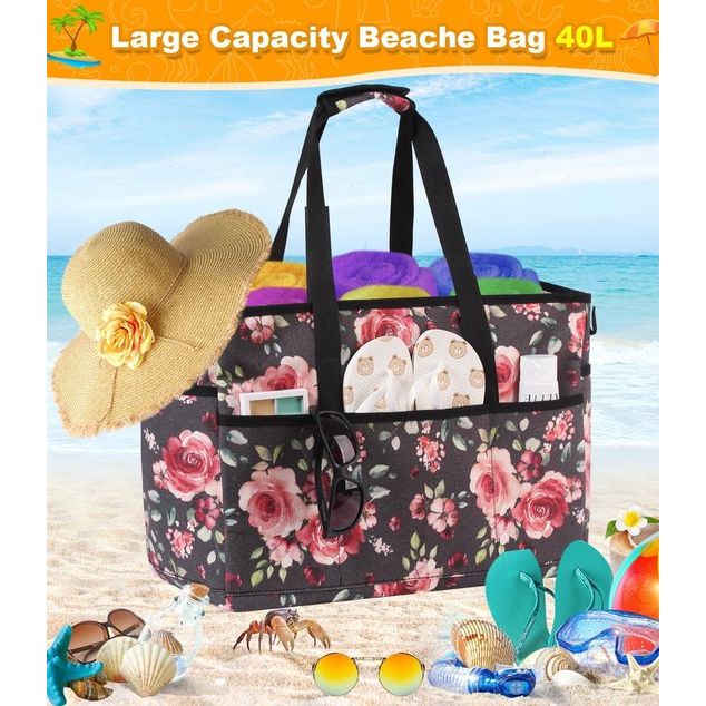 Strandtas XXL familie grote badtas strandtas met ritssluiting strandtas opvouwbare schoudertas badtas familie shopper handtas voor strand vakantie reizen