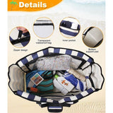 Strandtas XXL familie grote badtas strandtas met ritssluiting strandtas opvouwbare schoudertas badtas familie shopper handtas voor strand vakantie reizen