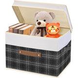 Opvouwbare opbergdozen met deksel, opbergdozen met deksel voor het organiseren van de kledingkast, opbergdozen voor documenten, speelgoed, 3 stuks, zwart