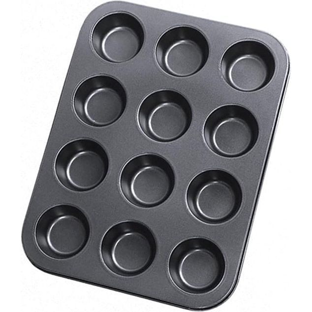 Muffinvorm, ronde cakevorm, broodvorm met 12 muffinvormen, antiaanbaklaag, 36 x 27 x 3 cm, bakvorm voor muffin of cupcake