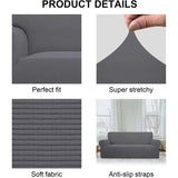 Bankhoes 3-zits - Bank Sofa Cover - Elastic Stretch Spandex Hoes - Antislip Wasbare Protector en Cover met armleuningen - Grijs Patroon