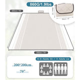 Picknickdeken, waterdicht, wasbaar, stranddeken, zandvrij, XXL, campingdeken, strandmat, geïsoleerd, met waterdichte onderkant (kaki, 200 x 200 cm)