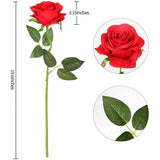 Rozen, Kunstbloemen, realistic enkele steel, bloemen, zijde, rozenboeket voor bruiloften, feest, kantoor, woondecoratie, rood, 12 stuks