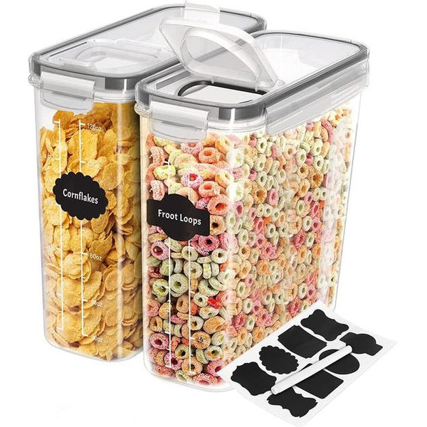 Opslagcontainer voor granen - BPA Vrij Plastic - Luchtdichte Keuken Opslag Containers - Droge Voedsel Opslag - Graan Dispenser voor Keuken & Pantry - Set van 2