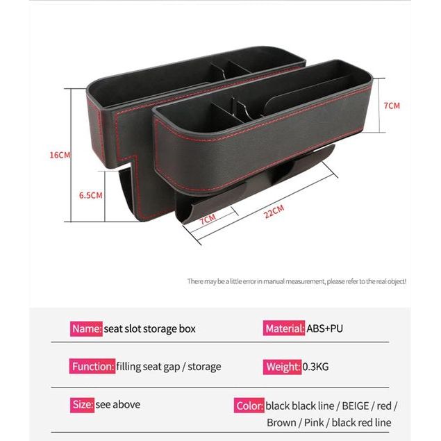 Autostoel Gap Filler Multifunctionele Autostoel Organizer Console Zijvak Opbergdoos met bekerhouder Verbeterde Organizer Tussen Voorstoelen 1pc (Zwart)