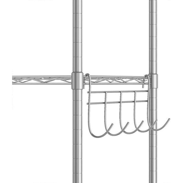 6-laags staande plank metalen plank keukenplank badkamerplank verchroomde plank met zijhaken en verstelbare planken 54 x 29 x 160 cm, zilver